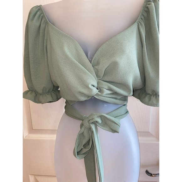 Yaneth Alatorre Tie Waist Crop Top Size Medium - Picture 3 of 6